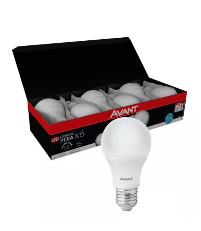 Kit 6 L�mpadas Pera Led 9w Luz Branca 6500k Bivolt-Avant
