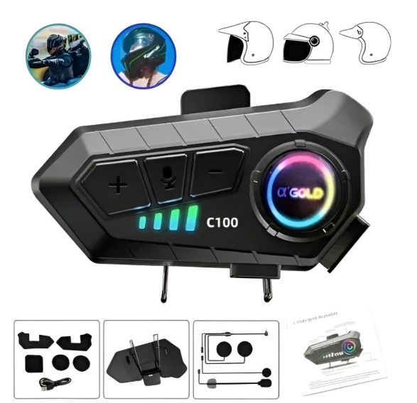 Fone De Ouvido Para Capacete Bluetooth Headset Rgb S/ Fio 36