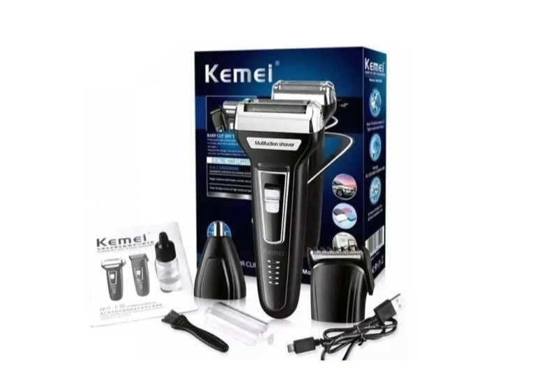 Aparador De Barba E Depilador Kemei Eletric Hair 3 Em 1