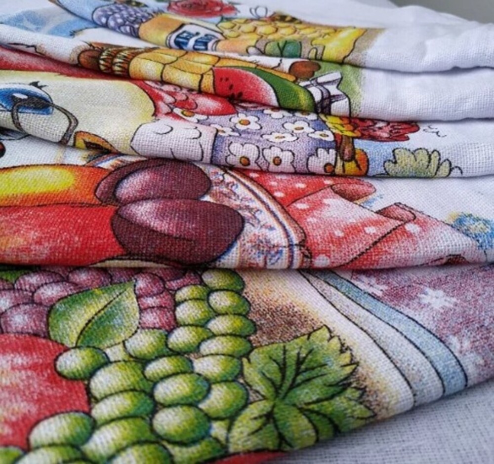 Kit 5 Panos de Prato 100% Algod�o 38x65 Estampa P� de Galinha