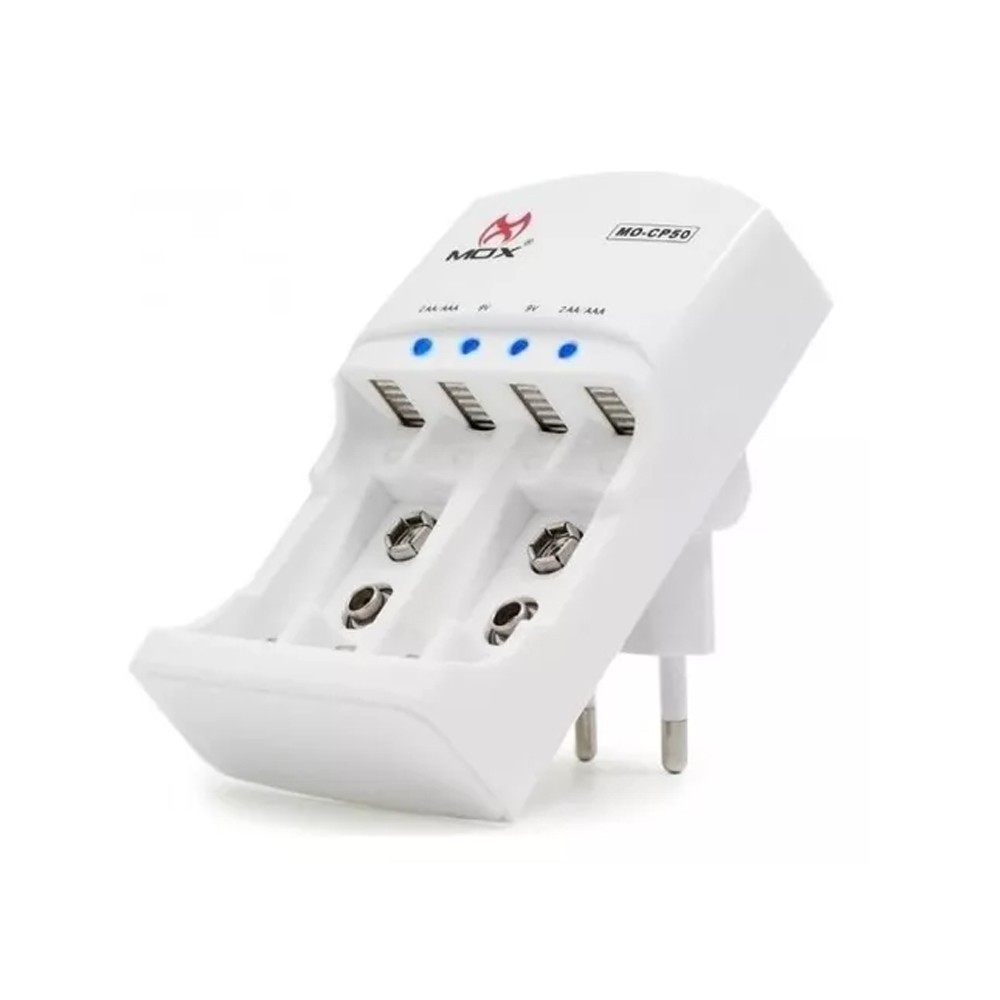 Carregador Pilhas AA/AAA/9V Mox MO-CP52 Bivolt Auto Stop