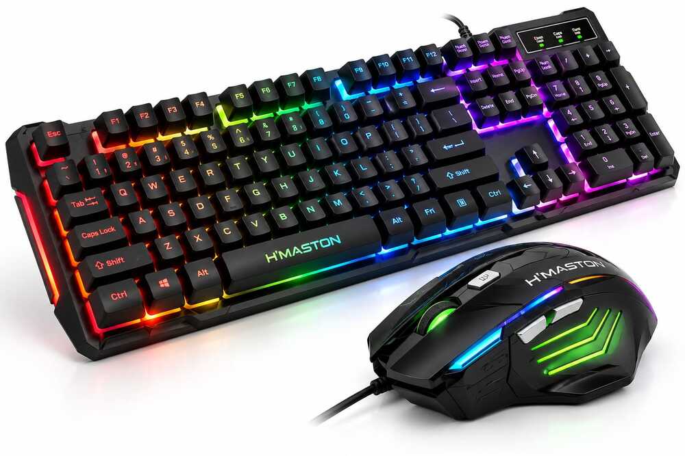 Kit Gamer Teclado e Mouse H?MASTON AN-300 USB LED Rainbow